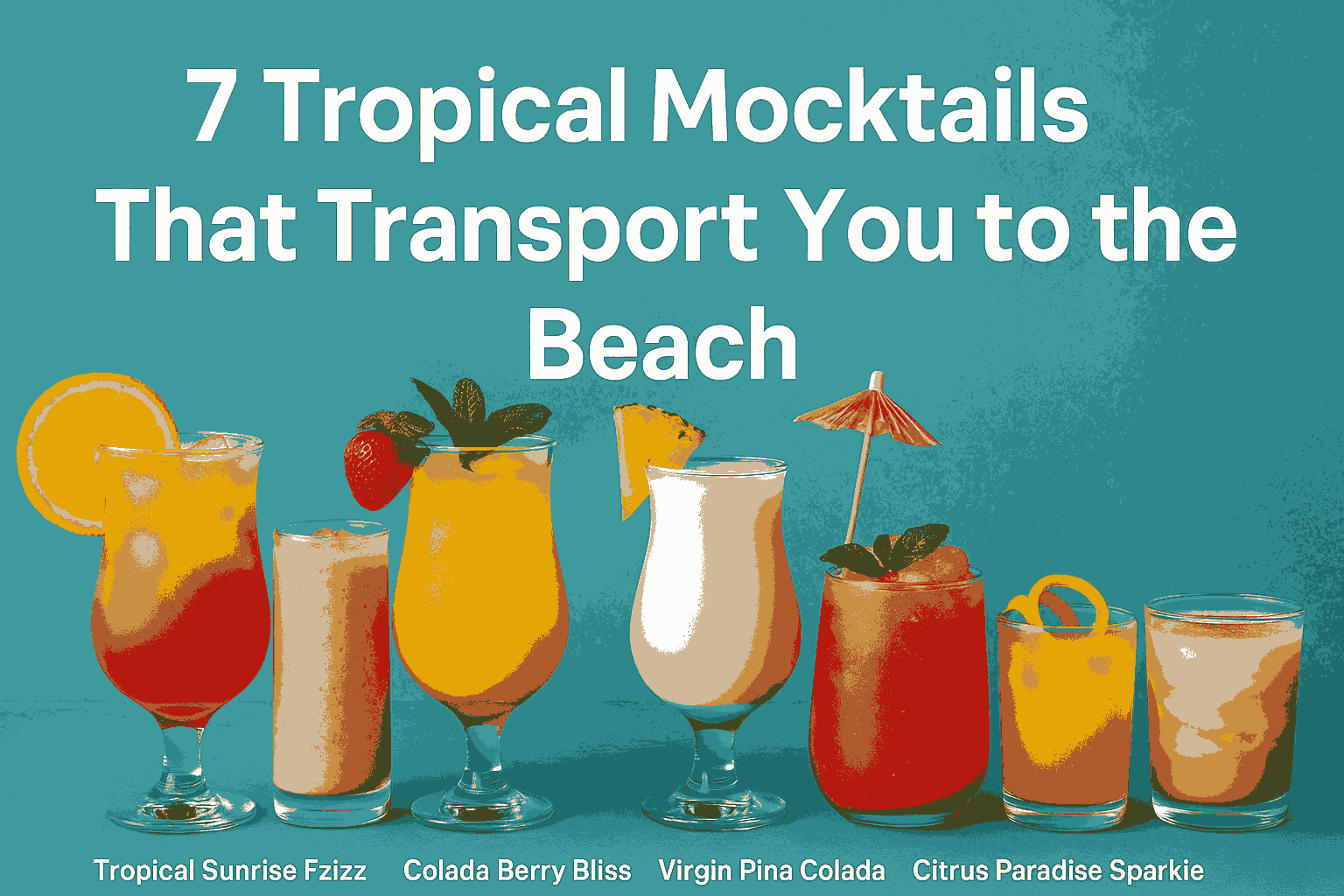 Try 7 fruity, refreshing tropical mocktails including colada tropical mocktail — easy, alcohol-free drinks perfect for beachy summer vibes!