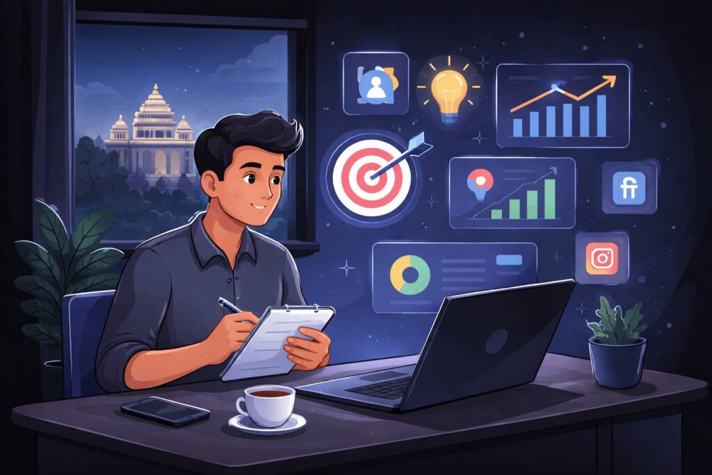 Digital marketing strategist in Bangalore planning SEO strategy at workspace
best seo expert in banglore seo